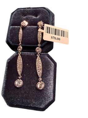 Nadri Silver-Tone Crystal Drop Dangle Earrings - Sparkling White with CZ